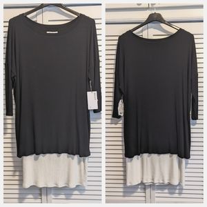 Bailey 44 Kalahari Dessert ribbed sweater dress sz L black & cream NEW